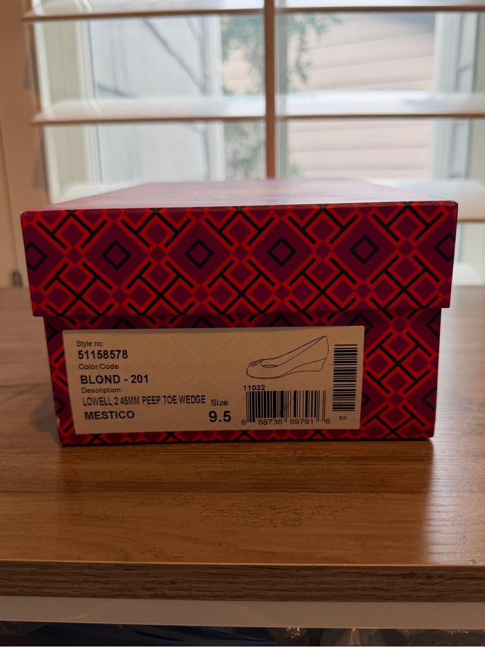 Tory Burch Blond/Tan Lowell 2 45mm Peep Toe Wedge Mestico | Size 9.5 - Picture 3 of 8
